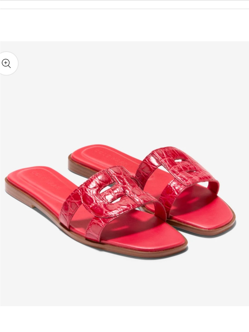 Cole Haan Red Croc-Embossed Slide Mules